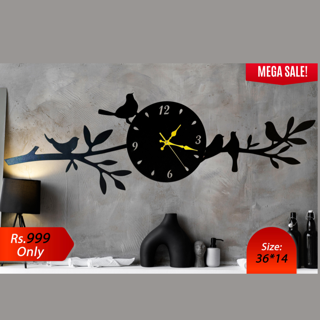 Bird Dial 3D Wooden Wall Clock